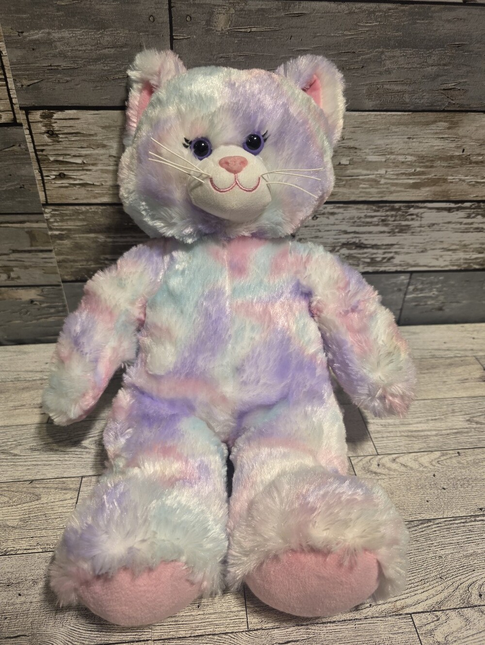 Build-A-Bear Pastel Tie-Dye Cat Plush - Pink, Purple, Blue